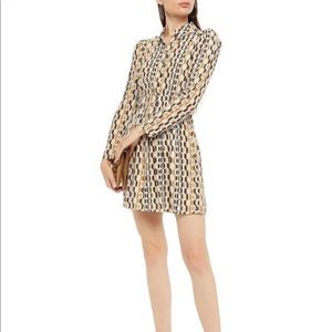 Maje Rikole pleated printed crepe de chine mini shirt dress